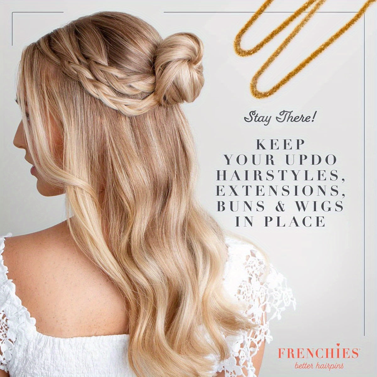 Frenchies French Twist Hair Pin, Ultra Flocked Extra Soft French Hair Pins for Women, Wedding, Updo Extensions, or Wig, 20 Count, Blond