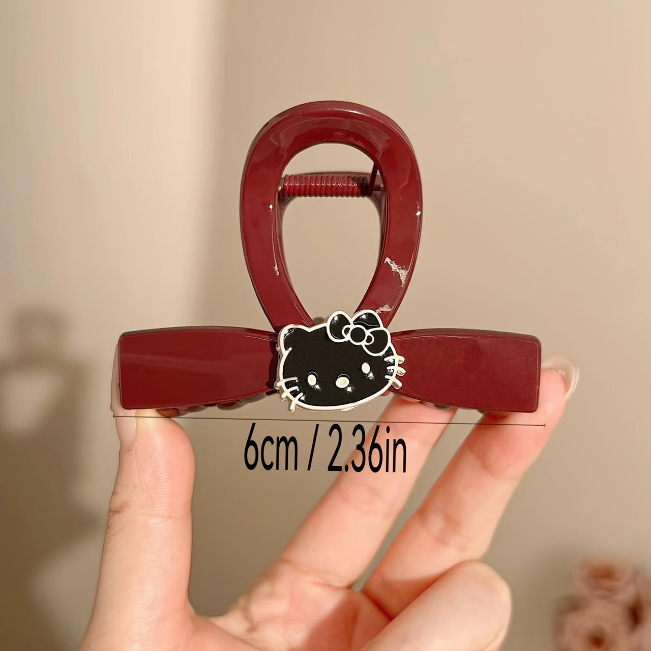 Sanrio for hello kitty Elegant Hair Clip for Women - Cute Leopard Print with Tassel, Black & White Design, Perfect for Valentine'S Day, Versatile Hair Accessory for Buns and Updos, Cute Hair Accessories, Valentine'S Day Gift, Playful Design, Durable