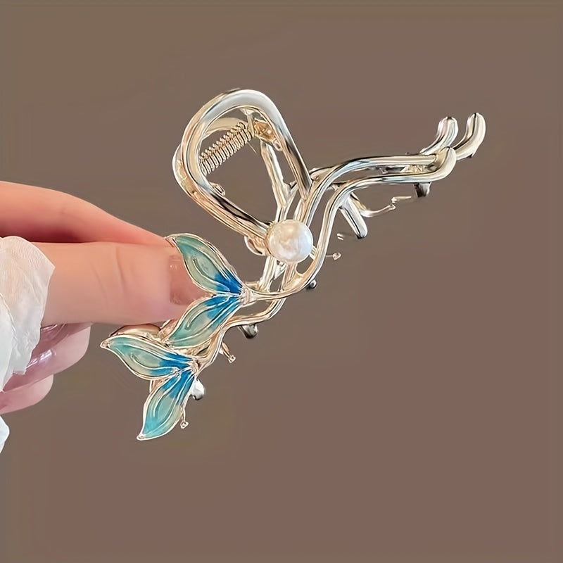 Women's Luxury Fish Tail Hair Clip - Metallic Finish Shark clip with Secure Grip, Elegant Updo & Everyday Hairstyle for Parties, Formal Events - Durable Hair Accessory for Women, Whimsical Design, Intricate Craftsmanship, Special Occasion Hairpin,