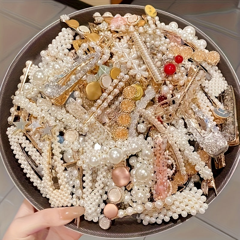 25pcs Elegant Pearl Hairpins & Barrettes - French-Inspired Side Tassel Pins, Plastic Duckbill Clips, Stylish Accessory for Girls, Casual & Formal Occasions, Casual Hair Accessory | Elegant Hair Accessory | Plastic Hair Clip, Hair Accessories