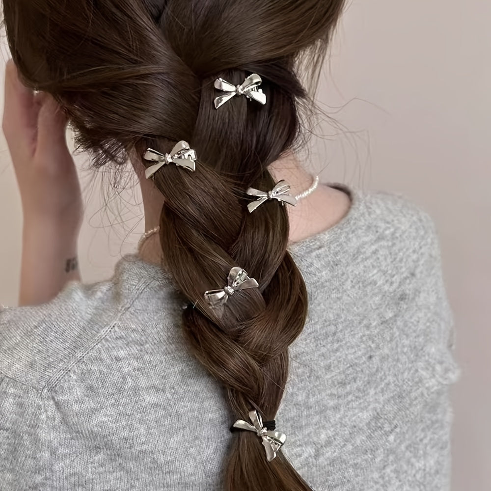 4pcs Elegant Alloy Bow Hair Clips for Women - Golden-Tone Metallic Hairpins with Intricate Bow Design, Secure Hold for Bangs & Side Hair, Versatile Hair Accessories for Casual & Formal Styles, Cute Hair Clips, Bohemian Style Hairpins, Durable Hairpins