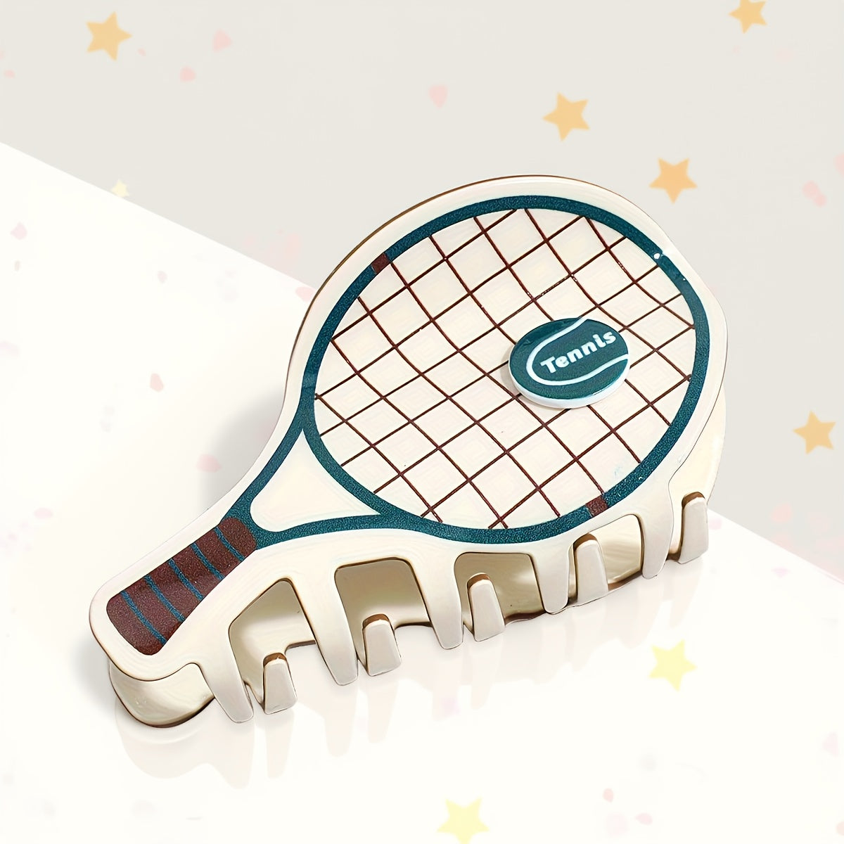 2pcs Cute Cartoon Tennis Racket Hair Clips - Sporty Grid Pattern & Lettered Oval Grip Hair Accessories for Half-Up Styles, Parties, Travel - Pastel & Earthy Tones, Tennis Accessories, Party Goers, Stylish Accessory, Novelty Hairpin, Fashion Lovers