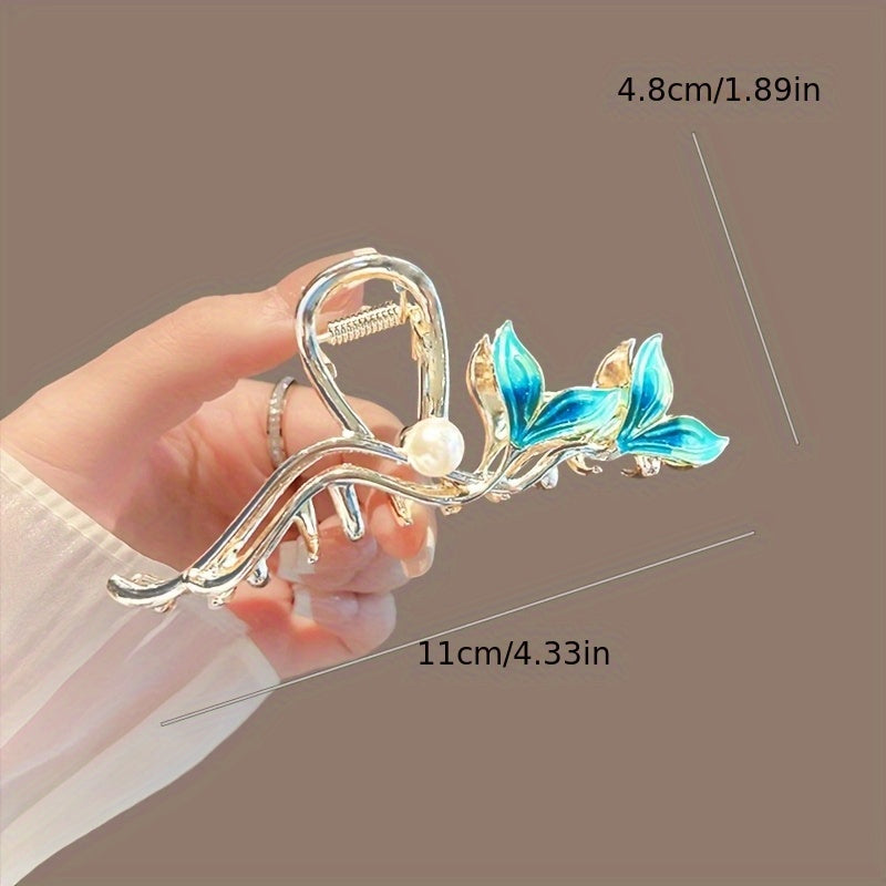 Women's Luxury Fish Tail Hair Clip - Metallic Finish Shark clip with Secure Grip, Elegant Updo & Everyday Hairstyle for Parties, Formal Events - Durable Hair Accessory for Women, Whimsical Design, Intricate Craftsmanship, Special Occasion Hairpin,