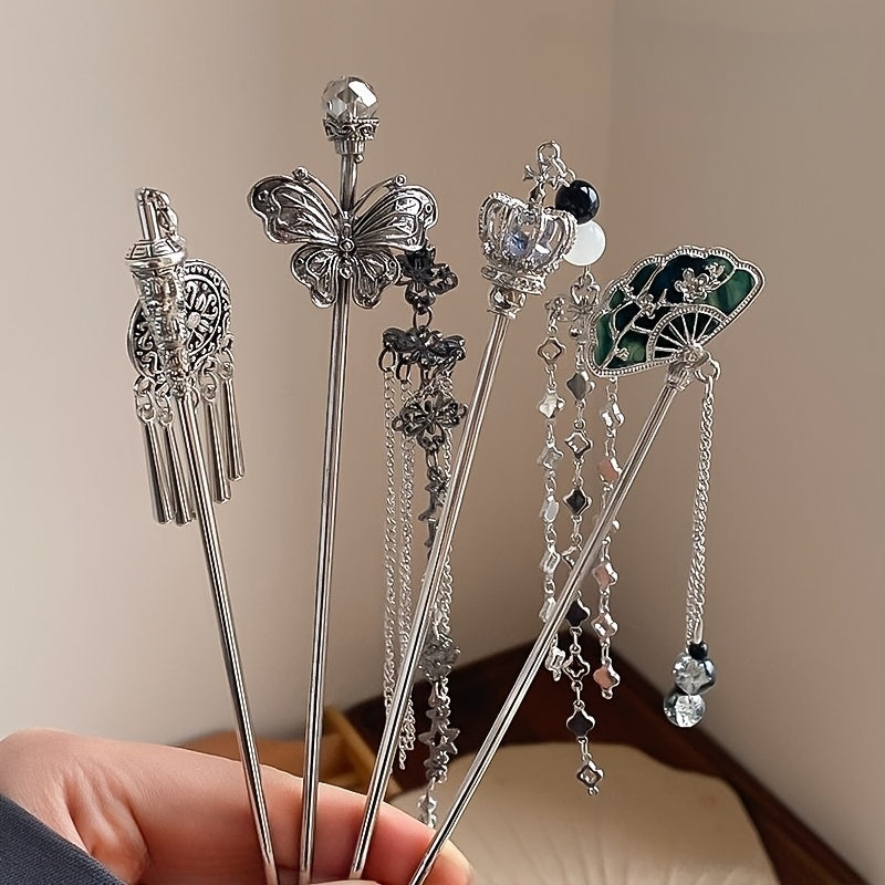 4pcs Women's Vintage Elegant Hairpins, Unique Stylish Design, Secure Hair Accessories for Daily Use and Gift Headpieces