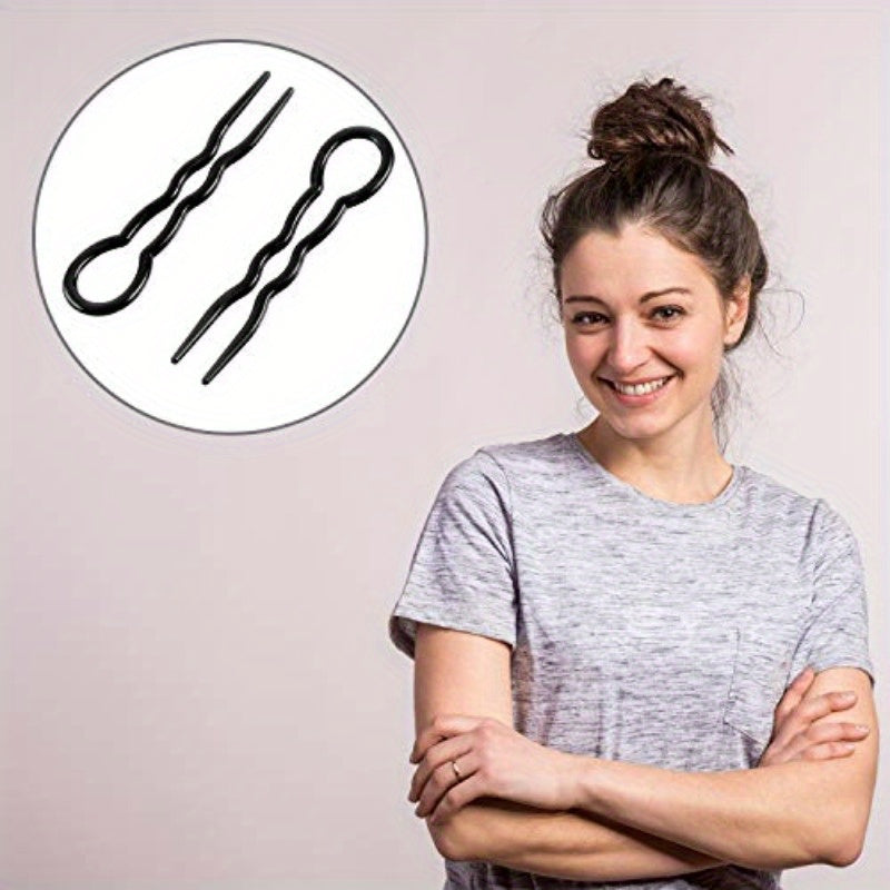 WILLBOND 48pcs Plastic U Shaped Black and Brown Hair Pins Lady Style Grip Hairpins Fast Spiral Hair Grip for Women s Hairstyle Accessories, Smooth Finish, Heavy-Duty Grip, Secure Hold