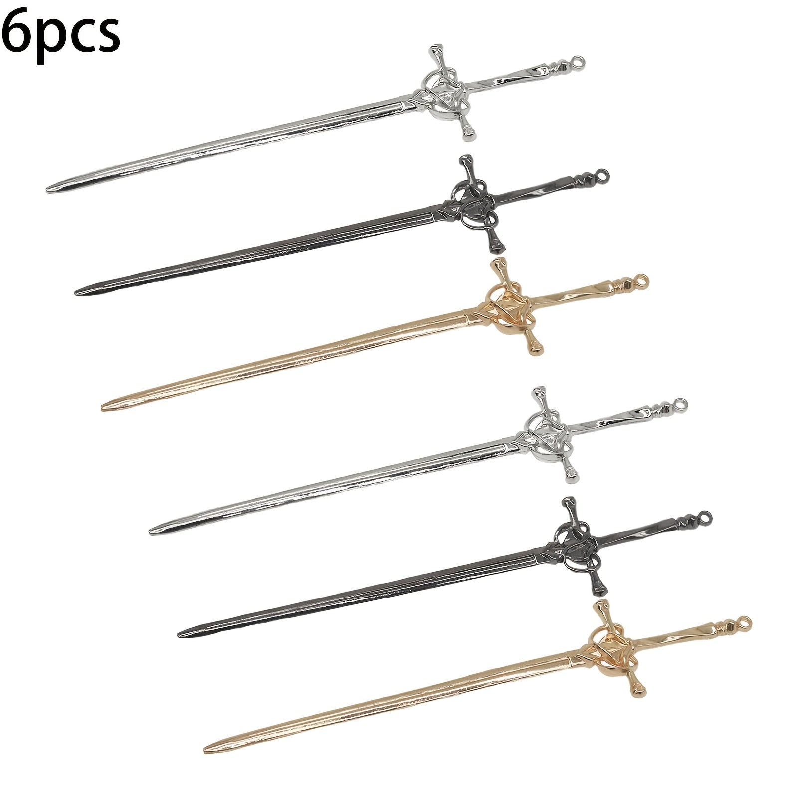 6pcs Hair Sticks for Buns,Hair Chopsticks,Sword Hair Pin,for Vintage Hair,Renaissance Chinese Hair Accessories,Metal Sword Hair Pins,Ancient Style Sword Hair Chopstick