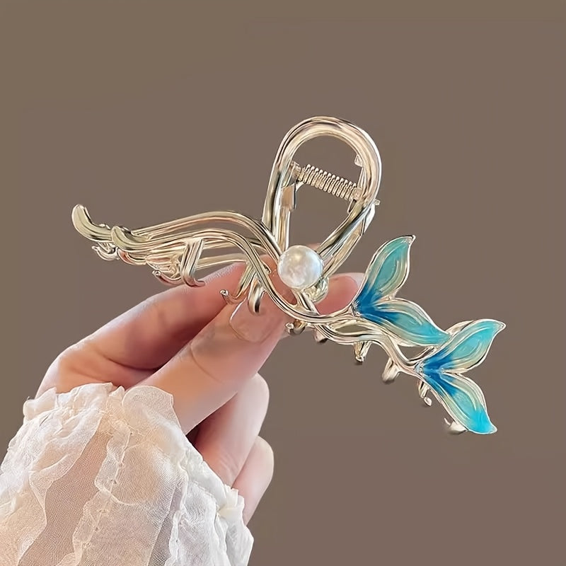 Women's Luxury Fish Tail Hair Clip - Metallic Finish Shark clip with Secure Grip, Elegant Updo & Everyday Hairstyle for Parties, Formal Events - Durable Hair Accessory for Women, Whimsical Design, Intricate Craftsmanship, Special Occasion Hairpin,