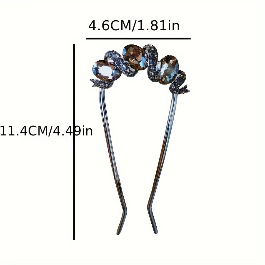 Elegant Vintage-Inspired Black Rhinestone Hairpin - Versatile U-Shaped Hair Accessory for Women, Retro Style