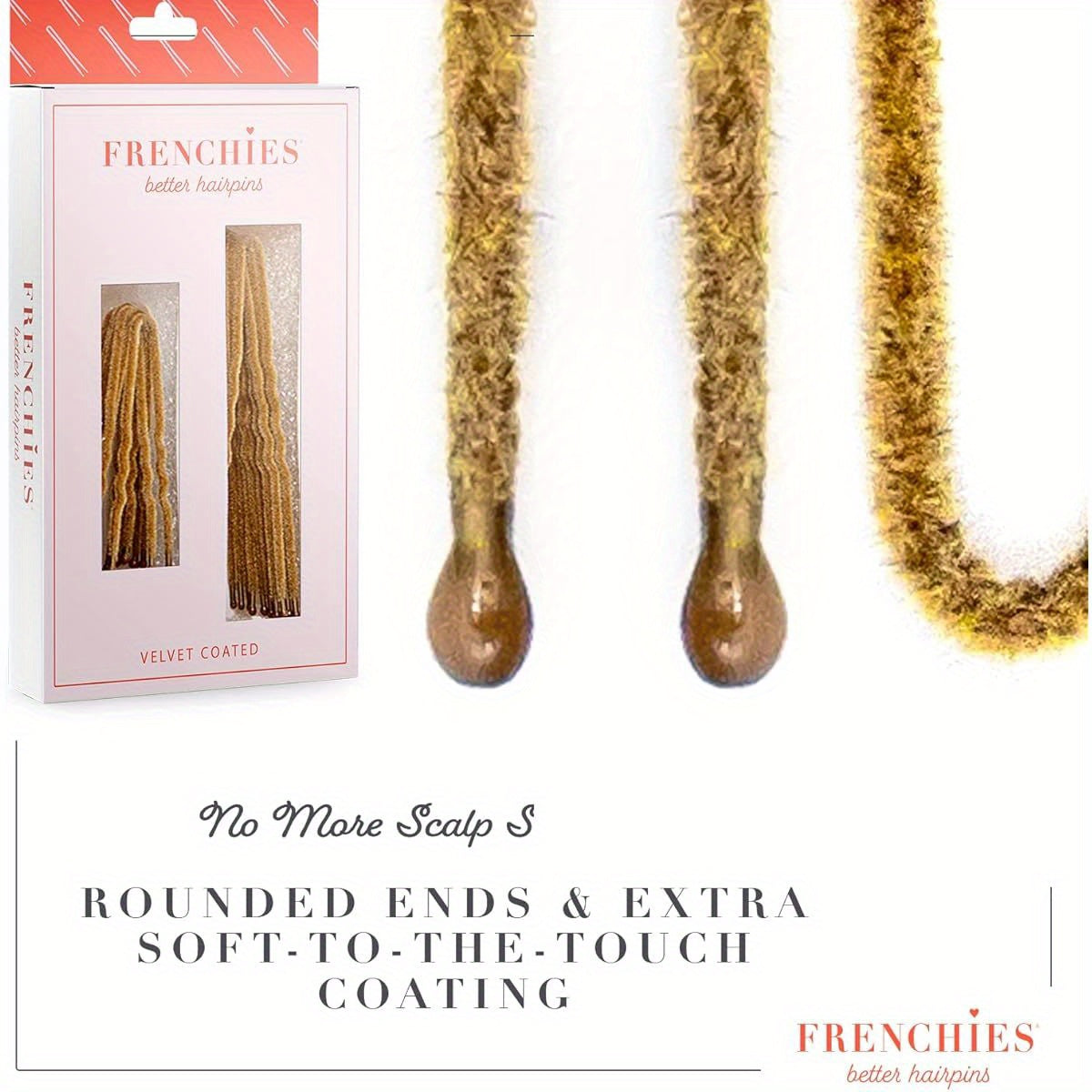 Frenchies French Twist Hair Pin, Ultra Flocked Extra Soft French Hair Pins for Women, Wedding, Updo Extensions, or Wig, 20 Count, Blond