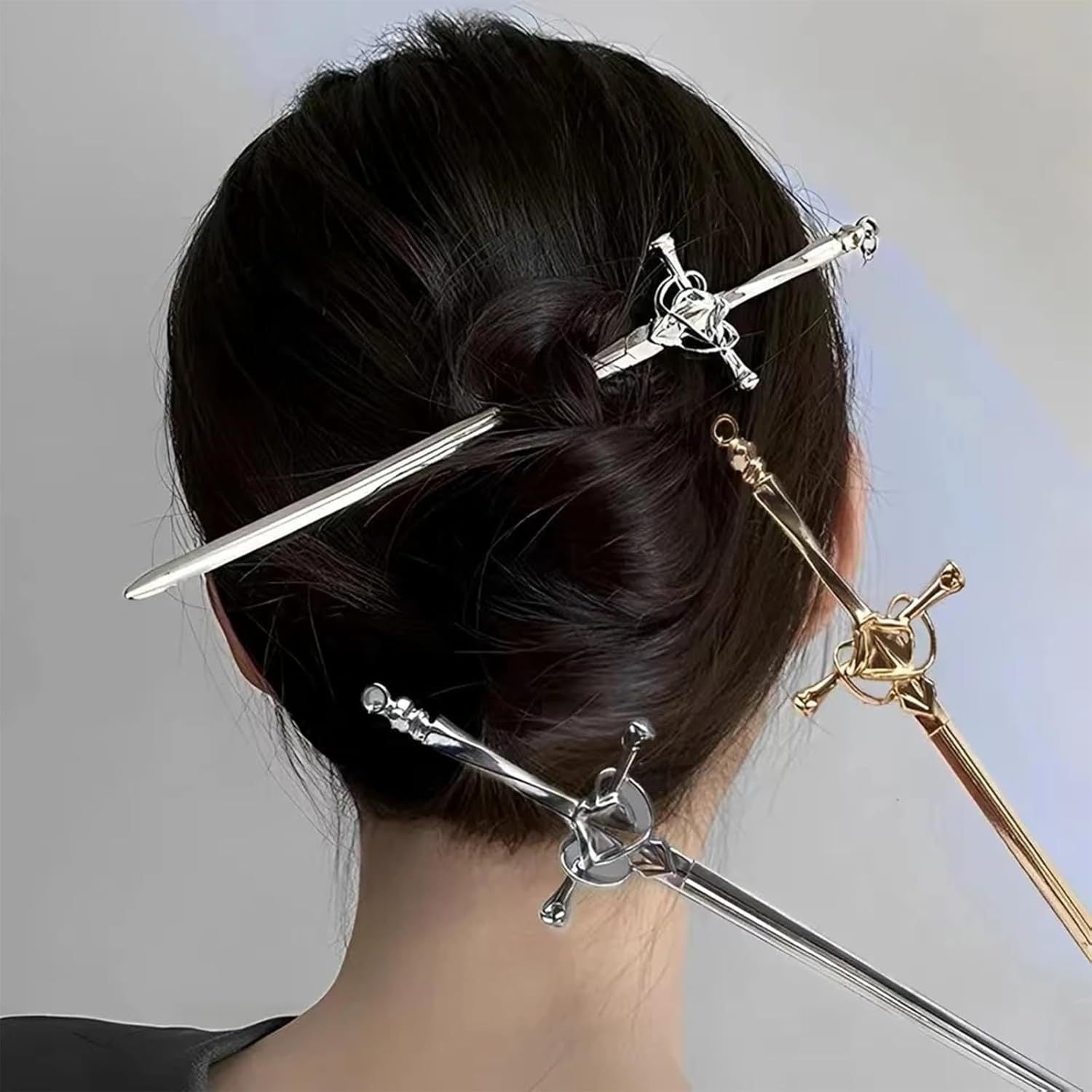 6pcs Hair Sticks for Buns,Hair Chopsticks,Sword Hair Pin,for Vintage Hair,Renaissance Chinese Hair Accessories,Metal Sword Hair Pins,Ancient Style Sword Hair Chopstick