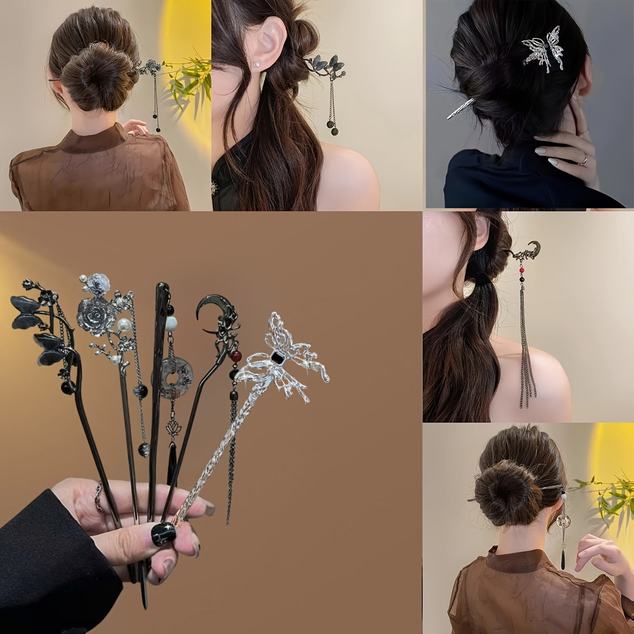 10pcs Elegant Alloy Hair Accessories - Moon, Butterfly, Flower Hairpins & U-Shaped Hair Clips Set, Perfect for Stylish Headgear, Ideal Gift for Valentines Day, Valentines Day Gift|Butterfly Motif|Durable Alloy, Hair Accessories