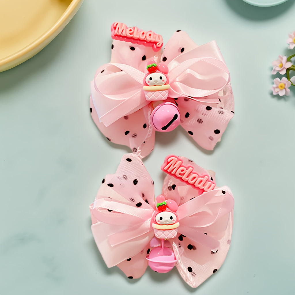 [Cute Hairpin] Sanrio Licensed 2pcs Hairpin Set | Cute Cartoon Bow Accessories, Stylish Hairpins for Women And Teenagers, Perfect for Makeup And Everyday Styling, Birthday Gift Set