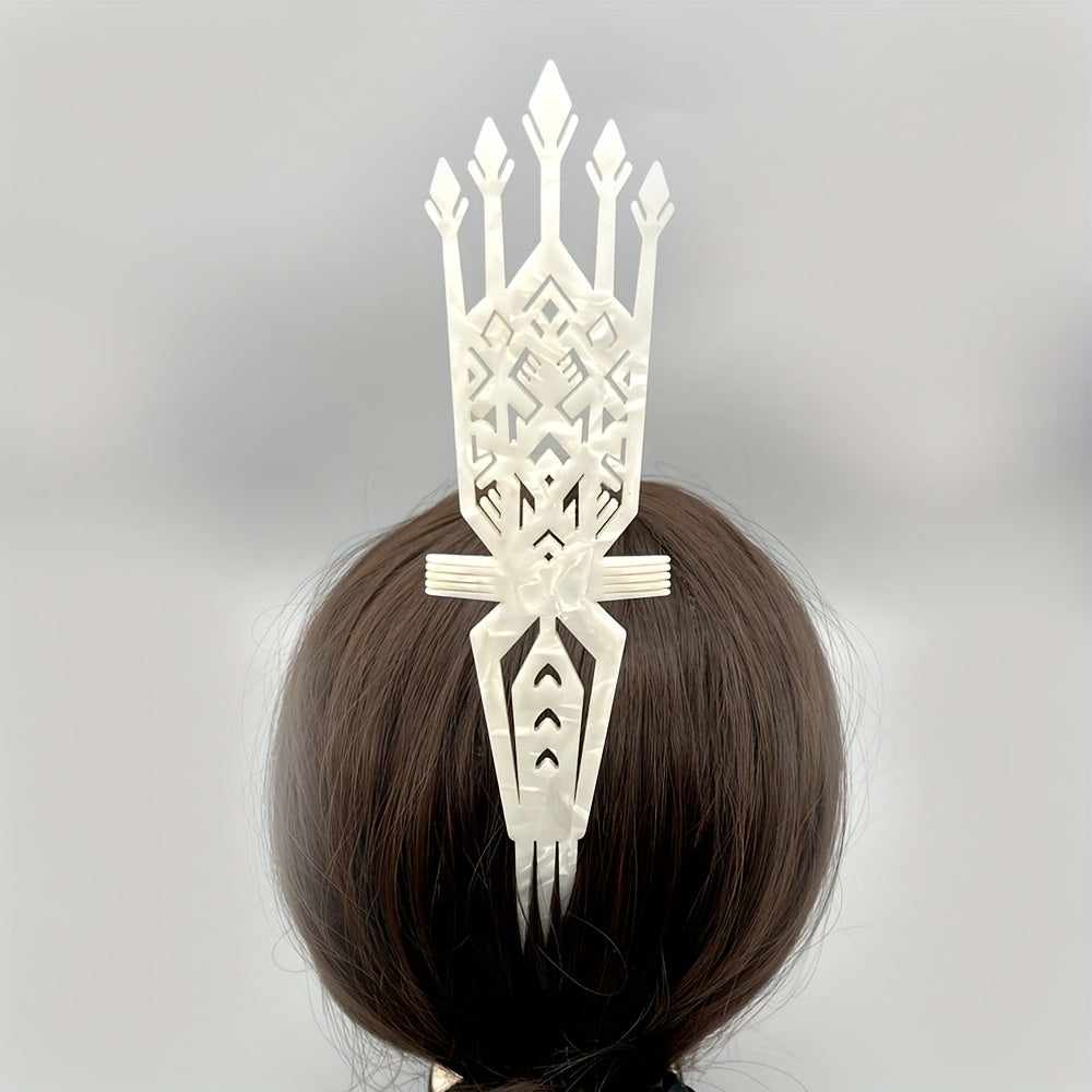 1pc Vintage Tribal Chief Tall High Combs Hair Clip - Acetic Acid Material, Lightweight, Elegant Leopard Print with Star Accents, Perfect for Women'S Day, Weddings, Birthdays, and Parties, Wedding Hair Accessory | Vintage Hairpin | Acetic Acid Material