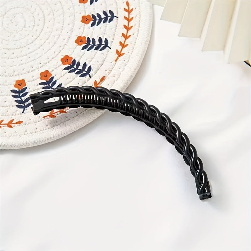 1pc/3pcs Women's Large Banana Hair Clips - Retro Non-Slip Double-Tooth Clips, Wave Hairpins for Thick Long Curly Hair, Secure Hold, Coffee & Black, Christmas Gift, Vintage Style, Durable Holiday Accessories