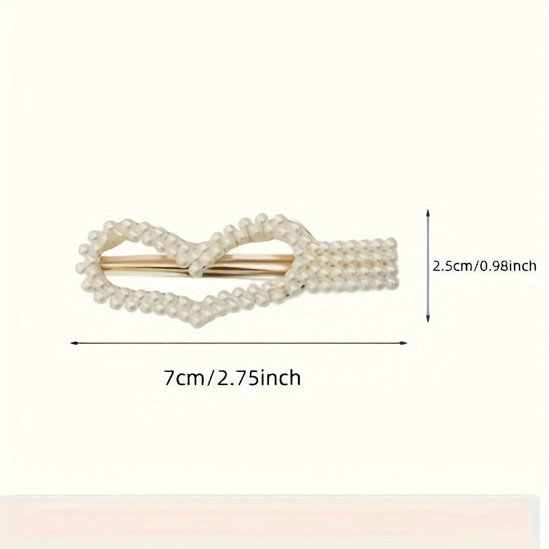 [Elegant Pearl | French] 20pcs Elegant Pearl | Bow Tie Hair Clip Set, French Temperament Hair Clip, Exquisite Korean Style Side Tassel Hair Clip, Plastic Duckbill Clip, Fashion Accessories Style Random