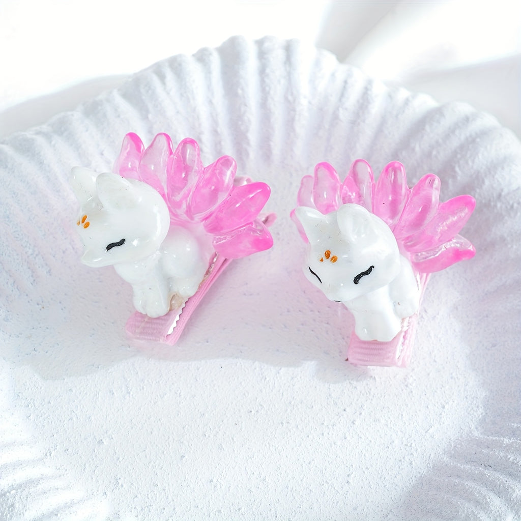 2pcs of Nine-Tailed Fox Hairpins Suitable for Daily Festival Party Travel Wear, Accessories Making Tools for Ladies Girls Decorative Gifts