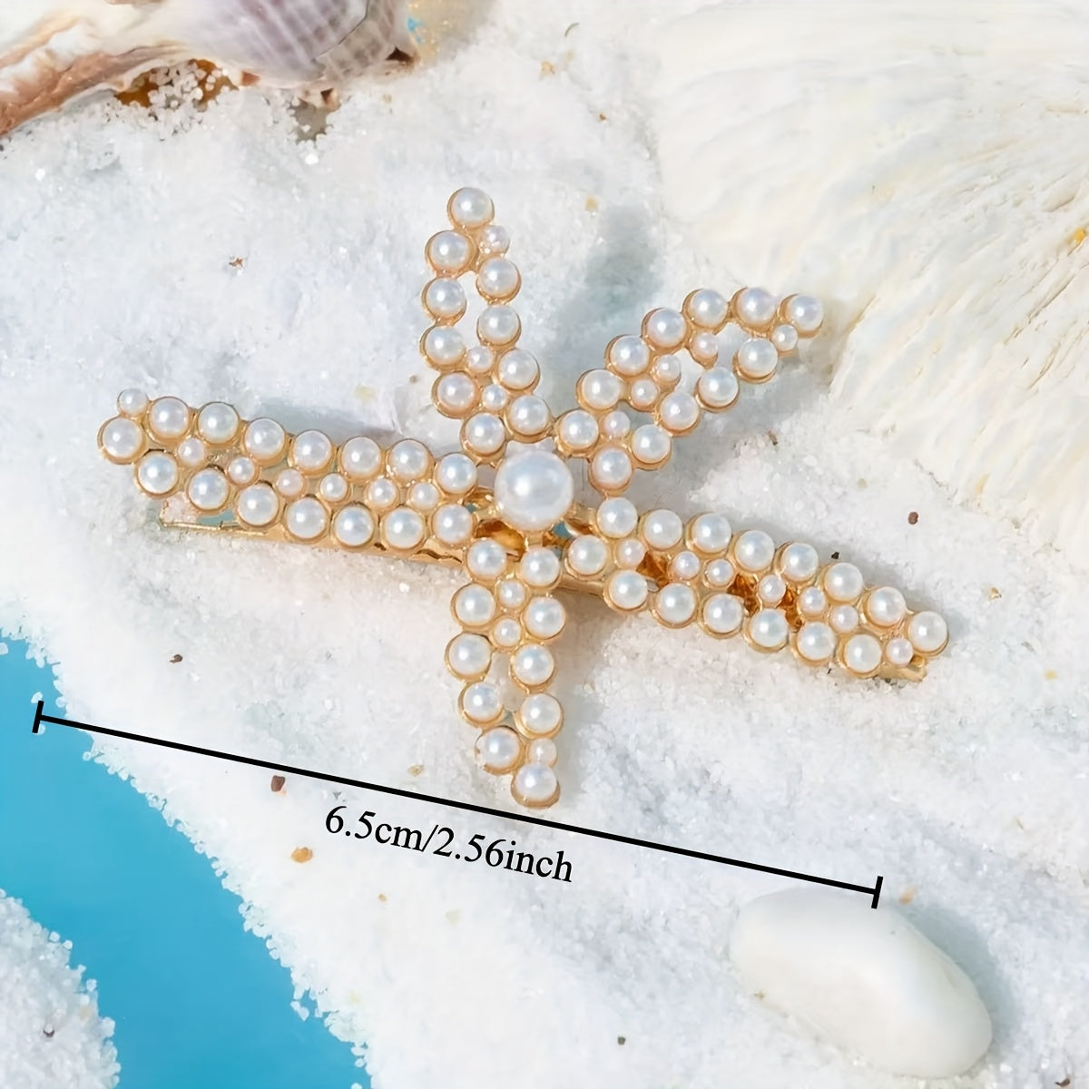 [Elegant Hair Clip] 2pcs Elegant Sweet Imitation Pearl Decorated Starfish Hair Clip Combination | Suitable for Weddings, Dates, Vacations, Daily Wear, Women's Hair Accessorie