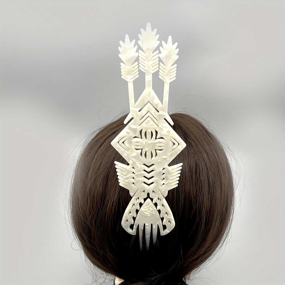 1pc Vintage Tribal Chief Tall High Combs Hair Clip - Acetic Acid Material, Lightweight, Elegant Leopard Print with Star Accents, Perfect for Women'S Day, Weddings, Birthdays, and Parties, Wedding Hair Accessory | Vintage Hairpin | Acetic Acid Material