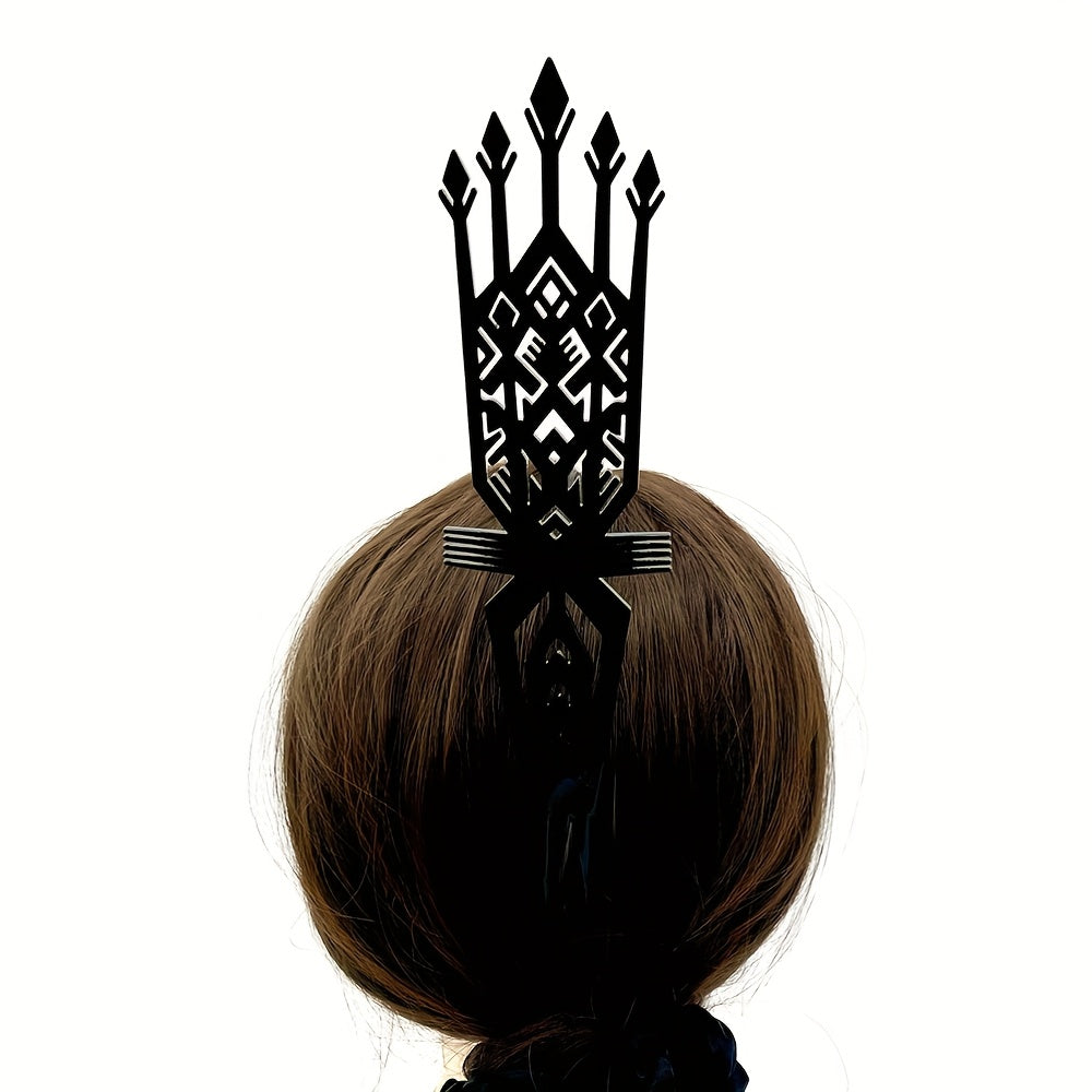 1pc Vintage Tribal Chief Tall High Combs Hair Clip - Acetic Acid Material, Lightweight, Elegant Leopard Print with Star Accents, Perfect for Women'S Day, Weddings, Birthdays, and Parties, Wedding Hair Accessory | Vintage Hairpin | Acetic Acid Material
