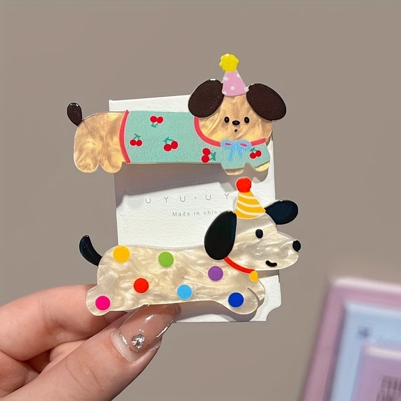 [Cute Hair Clips] Cute 2pcs/3pcs/5pcs Cartoon Animal Hair Clip Set, Cat and Puppy Hairpins | Fashionable Hairstyle Accessories for Women, Party Stylish Creative Style Bangs Barrette, Birthday Gift