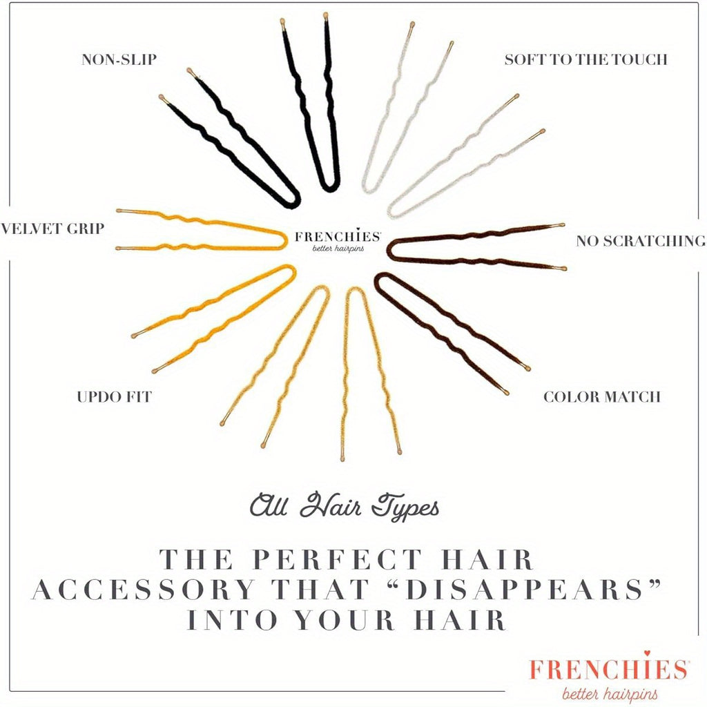 Frenchies French Twist Hair Pin, Ultra Flocked Extra Soft French Hair Pins for Women, Wedding, Updo Extensions, or Wig, 20 Count, Blond