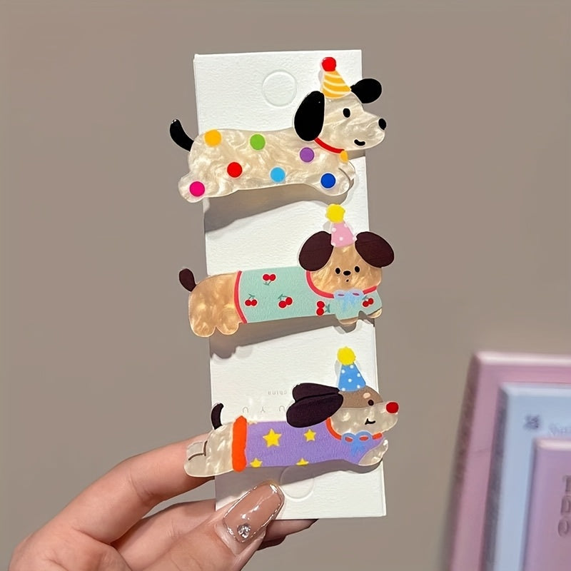 [Cute Hair Clips] Cute 2pcs/3pcs/5pcs Cartoon Animal Hair Clip Set, Cat and Puppy Hairpins | Fashionable Hairstyle Accessories for Women, Party Stylish Creative Style Bangs Barrette, Birthday Gift