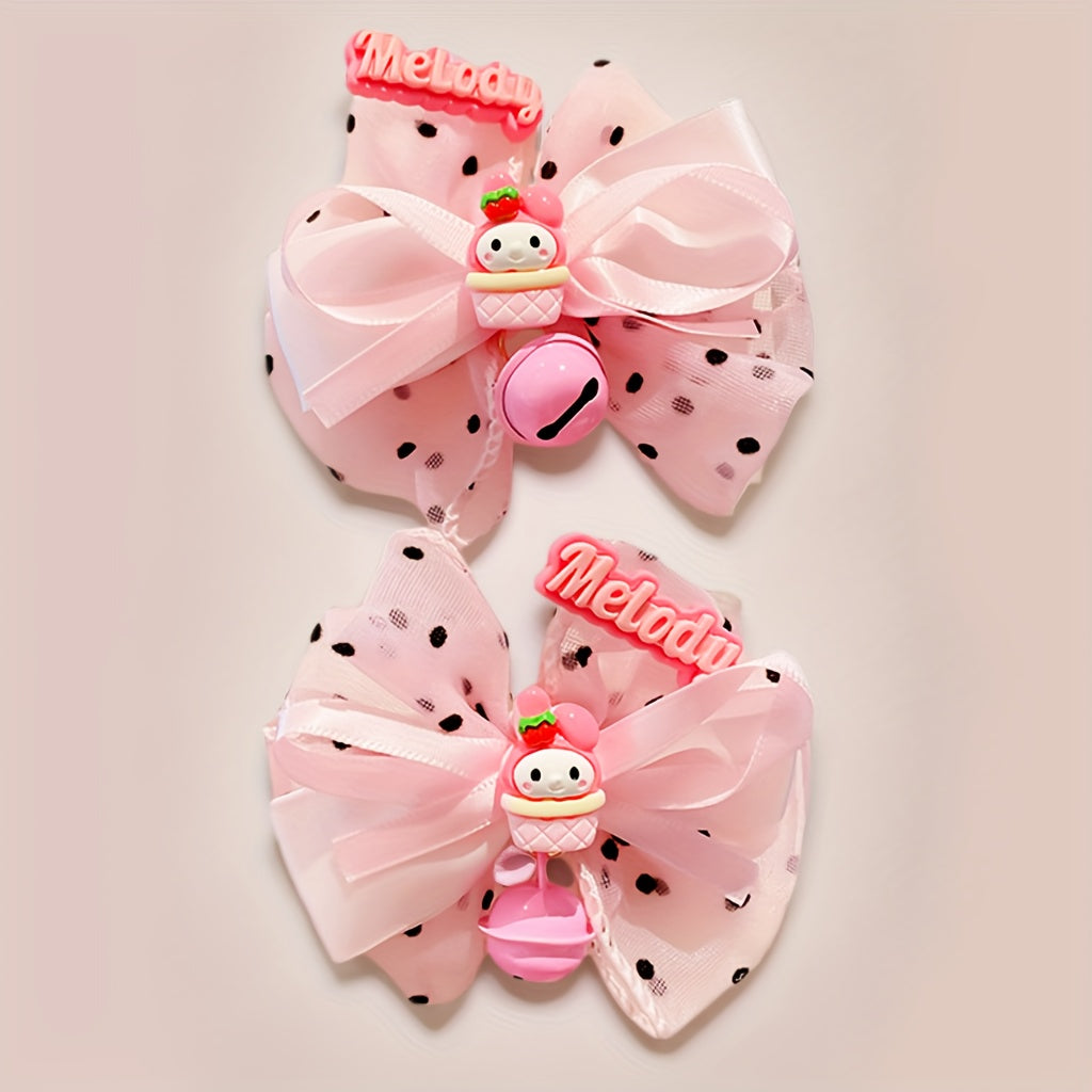 [Cute Hairpin] Sanrio Licensed 2pcs Hairpin Set | Cute Cartoon Bow Accessories, Stylish Hairpins for Women And Teenagers, Perfect for Makeup And Everyday Styling, Birthday Gift Set