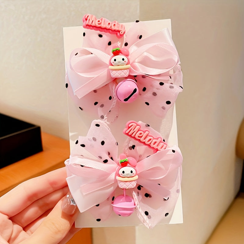 [Cute Hairpin] Sanrio Licensed 2pcs Hairpin Set | Cute Cartoon Bow Accessories, Stylish Hairpins for Women And Teenagers, Perfect for Makeup And Everyday Styling, Birthday Gift Set