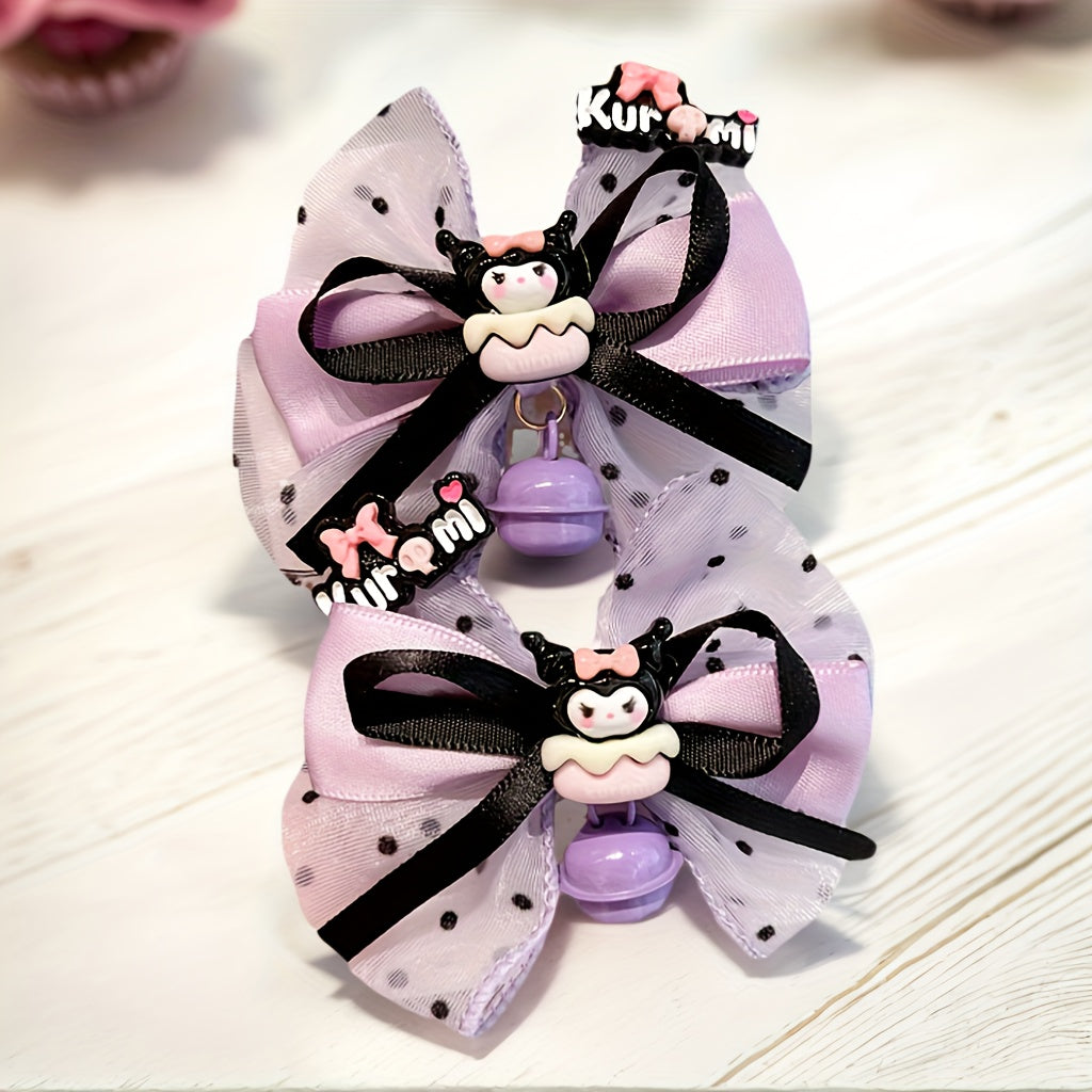 [Cute Hairpin] Sanrio Licensed 2pcs Hairpin Set | Cute Cartoon Bow Accessories, Stylish Hairpins for Women And Teenagers, Perfect for Makeup And Everyday Styling, Birthday Gift Set