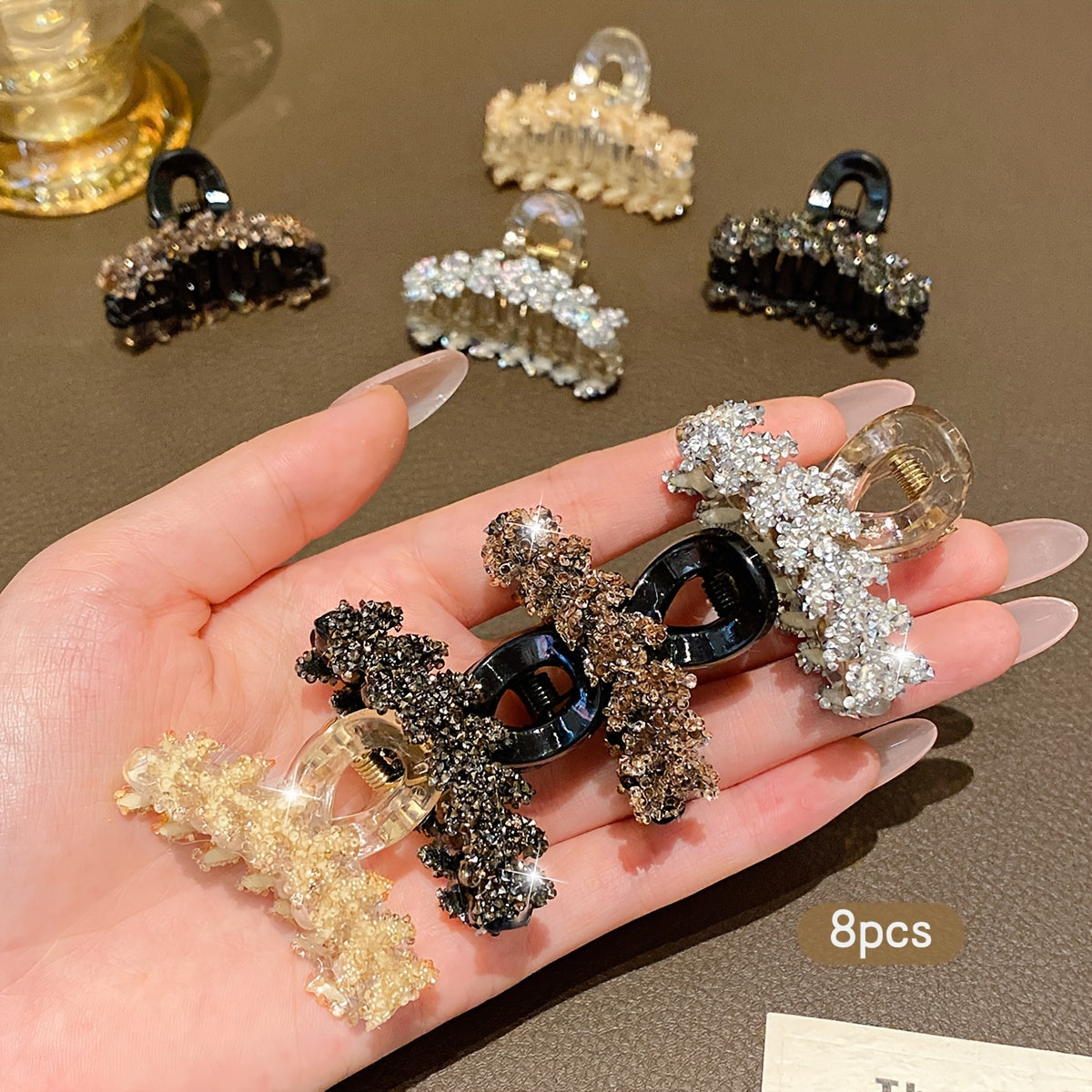 [Sweet Floral Hair Clips] 8pcs Sweet Floral Korean Style Fashion Hair Clips | Multi-Color Plastic, Suitable for Daily Use