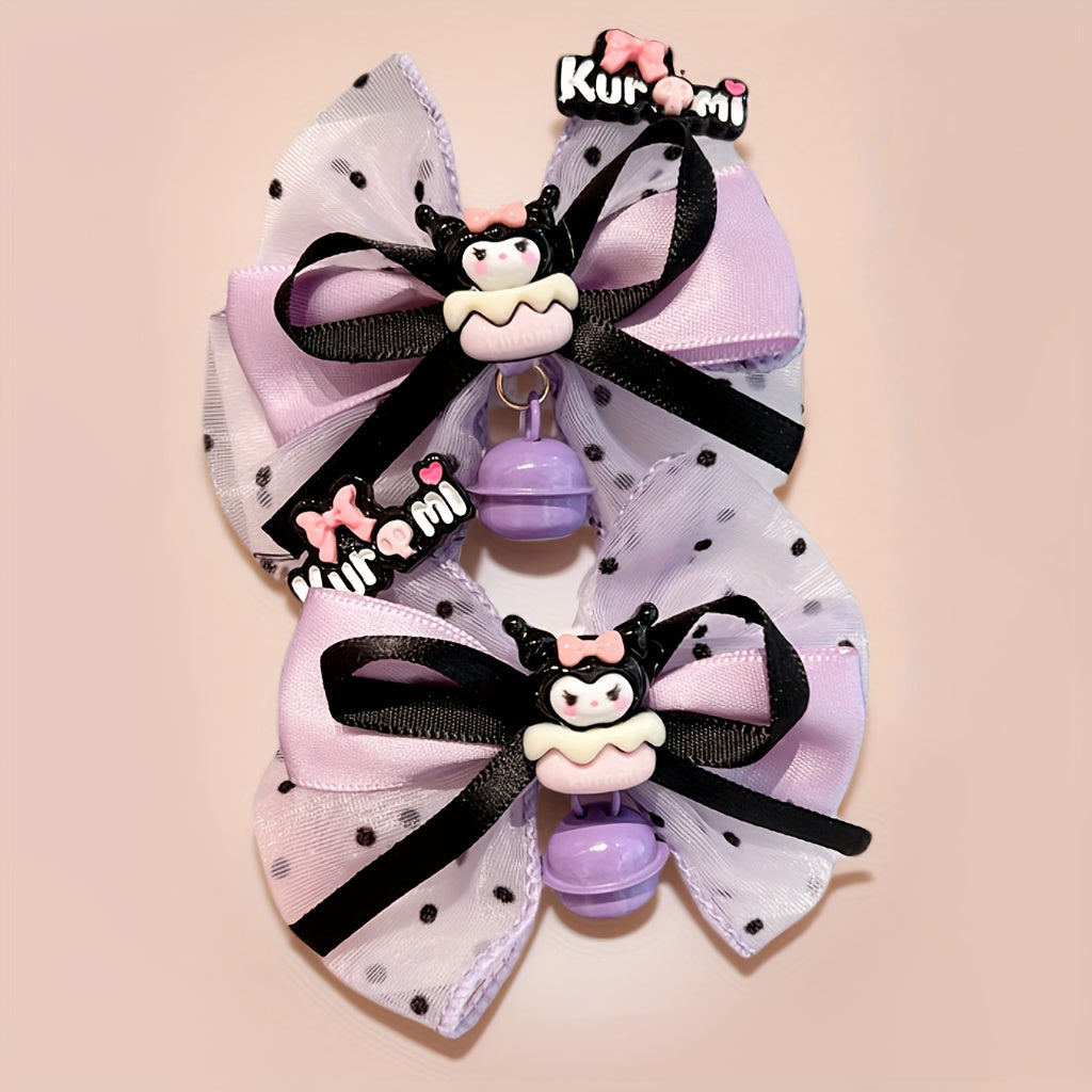 [Cute Hairpin] Sanrio Licensed 2pcs Hairpin Set | Cute Cartoon Bow Accessories, Stylish Hairpins for Women And Teenagers, Perfect for Makeup And Everyday Styling, Birthday Gift Set