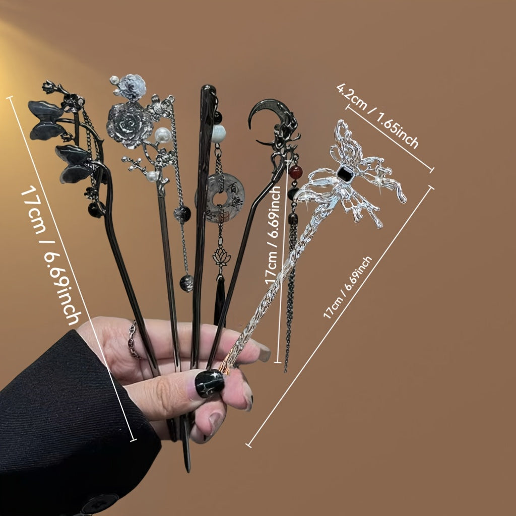 10pcs Elegant Alloy Hair Accessories - Moon, Butterfly, Flower Hairpins & U-Shaped Hair Clips Set, Perfect for Stylish Headgear, Ideal Gift for Valentines Day, Valentines Day Gift|Butterfly Motif|Durable Alloy, Hair Accessories