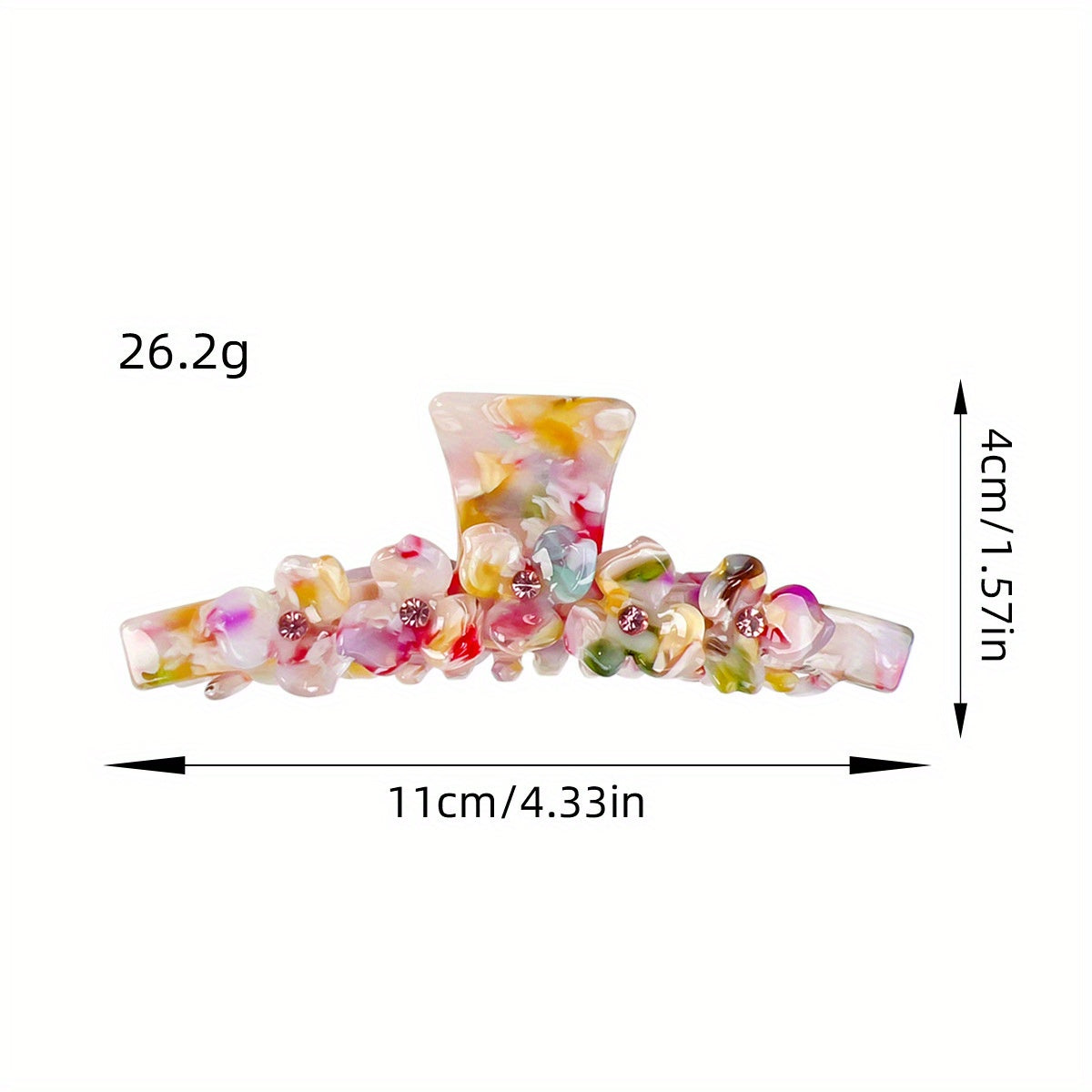 [Elegant Retro Shark Clip] Elegant Retro Shark Clip Hair Clips for Women - Durable Plastic Hairpins with Floral & Bead Accents, Pastel Colors, Secure Hold for Updos, Ponytails, Braids - Perfect for Teens & Adults