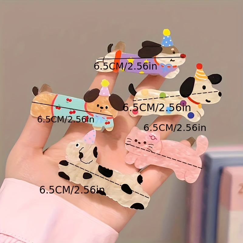 [Cute Hair Clips] Cute 2pcs/3pcs/5pcs Cartoon Animal Hair Clip Set, Cat and Puppy Hairpins | Fashionable Hairstyle Accessories for Women, Party Stylish Creative Style Bangs Barrette, Birthday Gift
