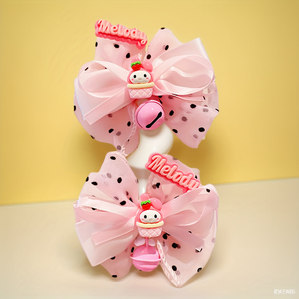 [Cute Hairpin] Sanrio Licensed 2pcs Hairpin Set | Cute Cartoon Bow Accessories, Stylish Hairpins for Women And Teenagers, Perfect for Makeup And Everyday Styling, Birthday Gift Set