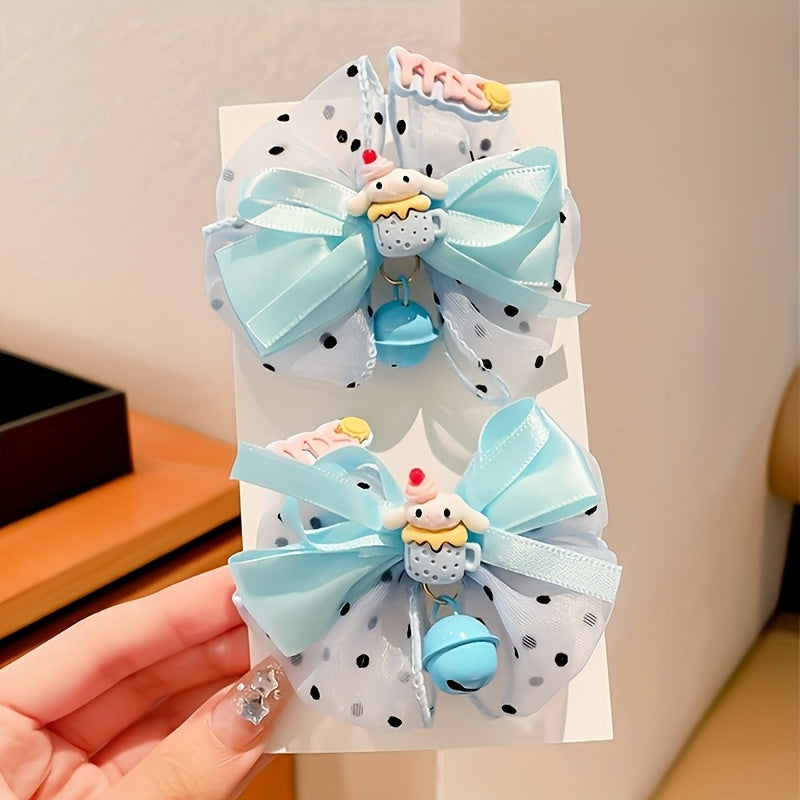 [Cute Hairpin] Sanrio Licensed 2pcs Hairpin Set | Cute Cartoon Bow Accessories, Stylish Hairpins for Women And Teenagers, Perfect for Makeup And Everyday Styling, Birthday Gift Set