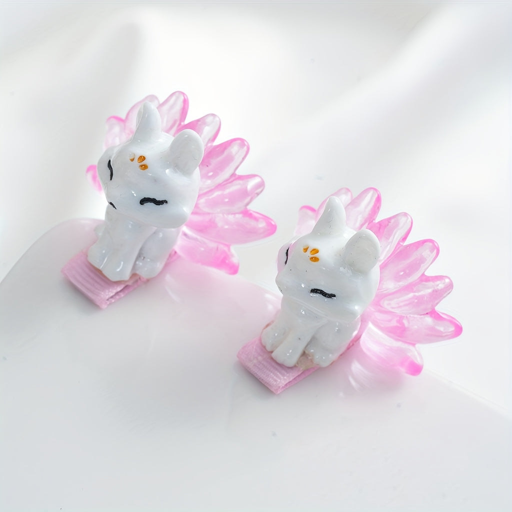 2pcs of Nine-Tailed Fox Hairpins Suitable for Daily Festival Party Travel Wear, Accessories Making Tools for Ladies Girls Decorative Gifts