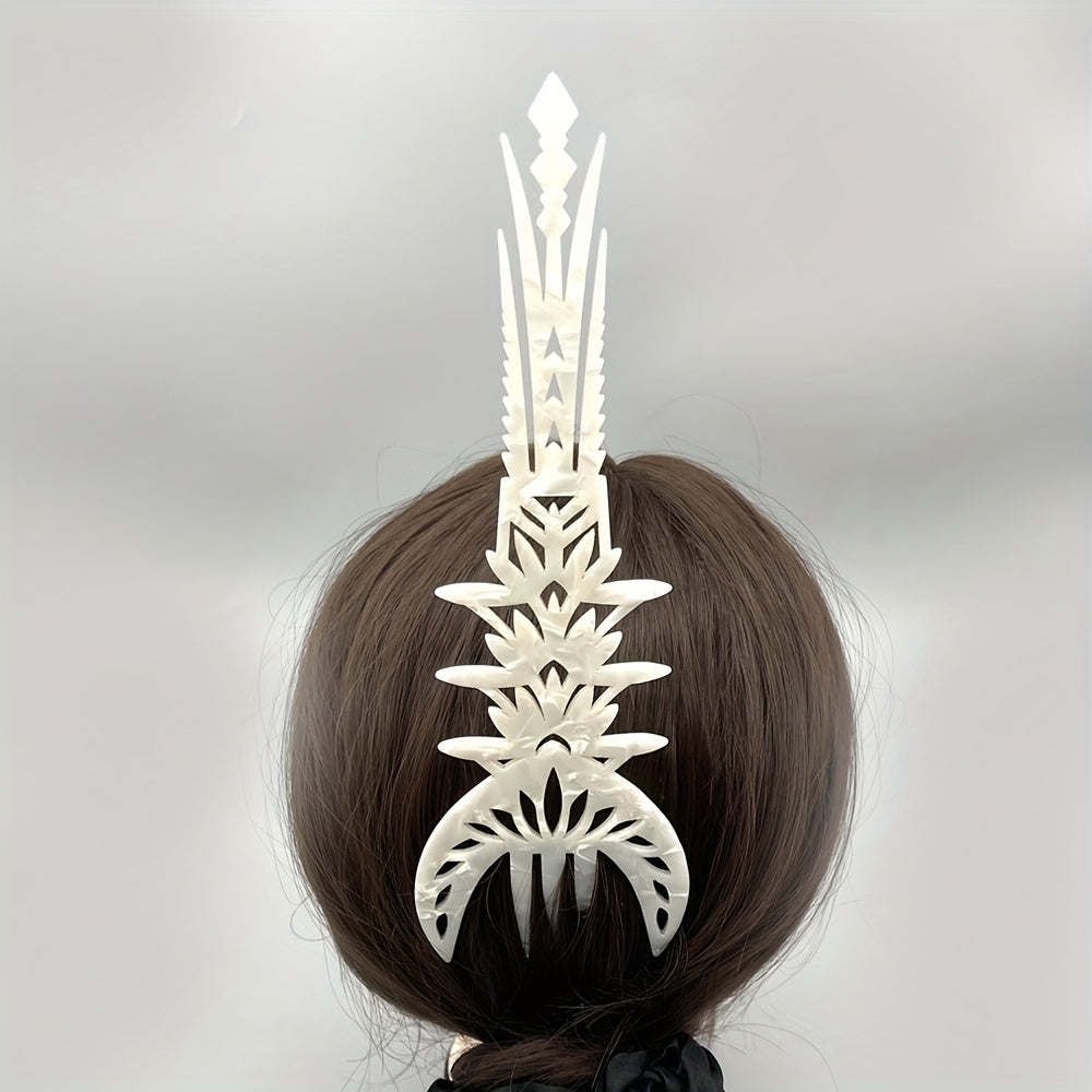 1pc Vintage Tribal Chief Tall High Combs Hair Clip - Acetic Acid Material, Lightweight, Elegant Leopard Print with Star Accents, Perfect for Women'S Day, Weddings, Birthdays, and Parties, Wedding Hair Accessory | Vintage Hairpin | Acetic Acid Material