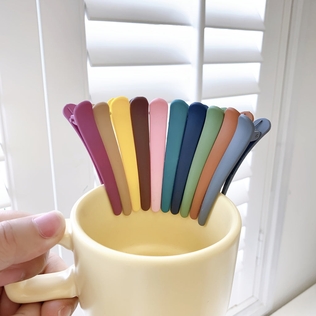 [7-Piece Basic Hair Clips Set] 7-Piece Set Basic Hair Clips for Women – Plastic Matte Duckbill Hairpins, Sweet and Simple Style, Casual Hair Accessories, Hairstyling Tools, Photo Props, Ideal Gift