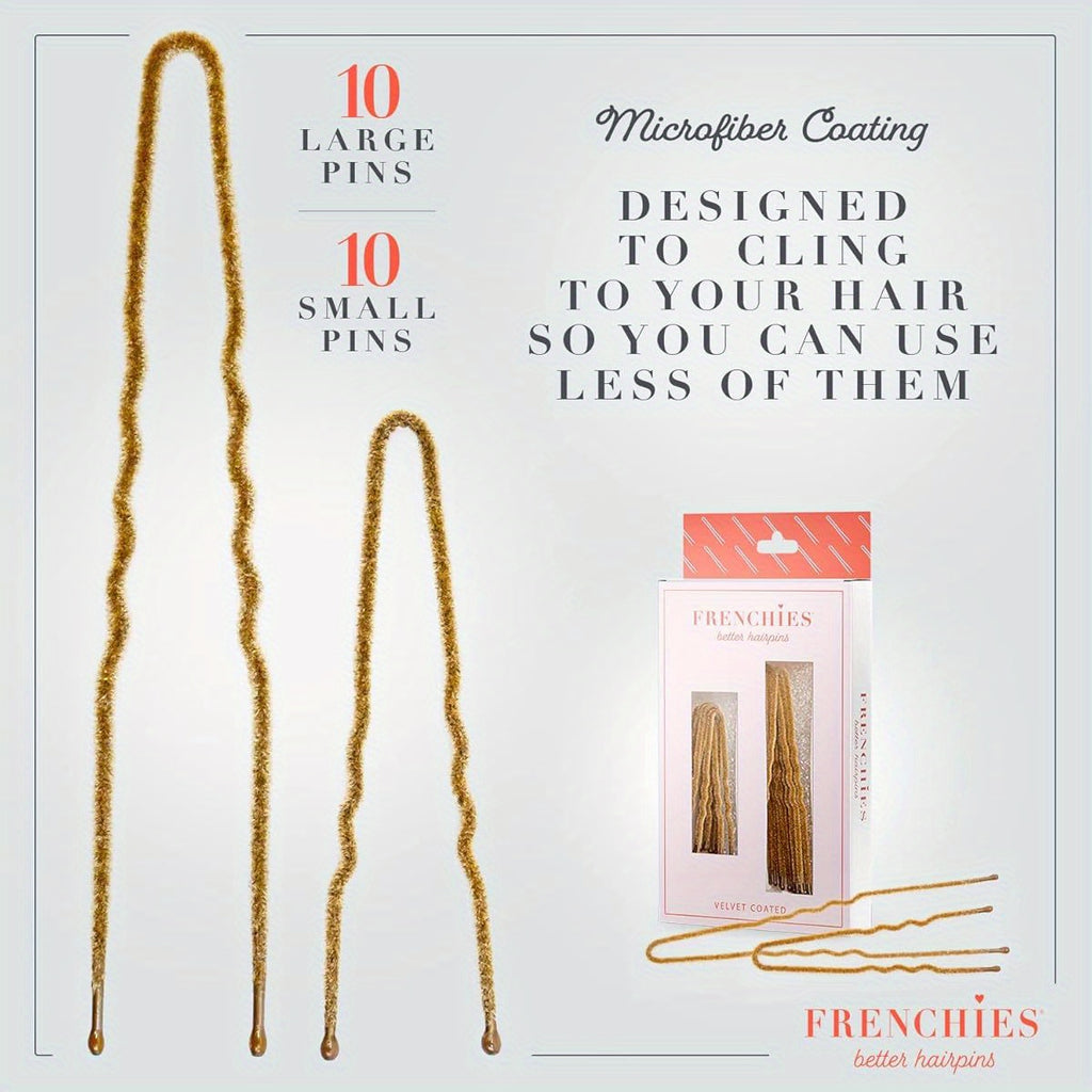 Frenchies French Twist Hair Pin, Ultra Flocked Extra Soft French Hair Pins for Women, Wedding, Updo Extensions, or Wig, 20 Count, Blond