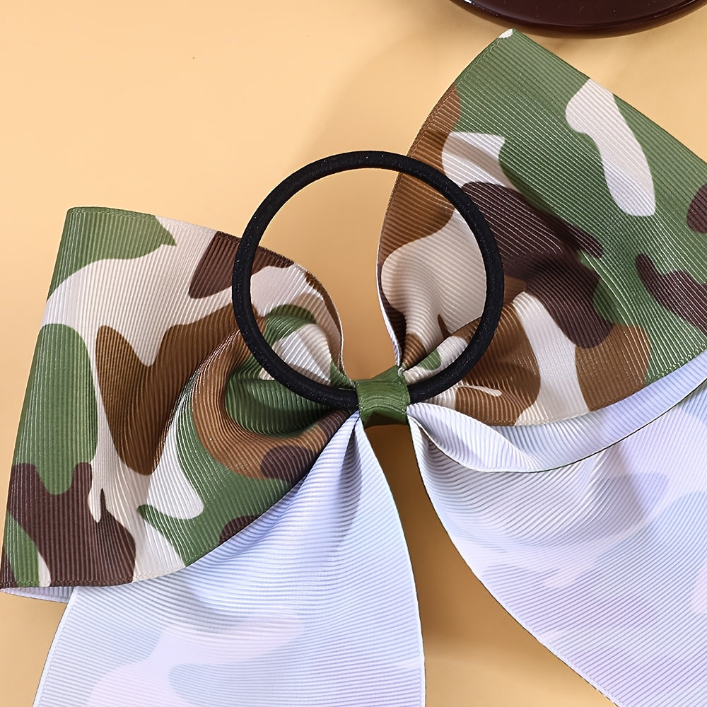 1pc Elegant Camouflage Bow Hairpin for Women & - Stylish Fabric Hair Tie with Colorful Camouflage Pattern, Perfect for Parties, Dress Up, and Everyday Fashion, Hair Accessory | Playful Accessory | Fabric Bow Tie, Camouflage Accessorie