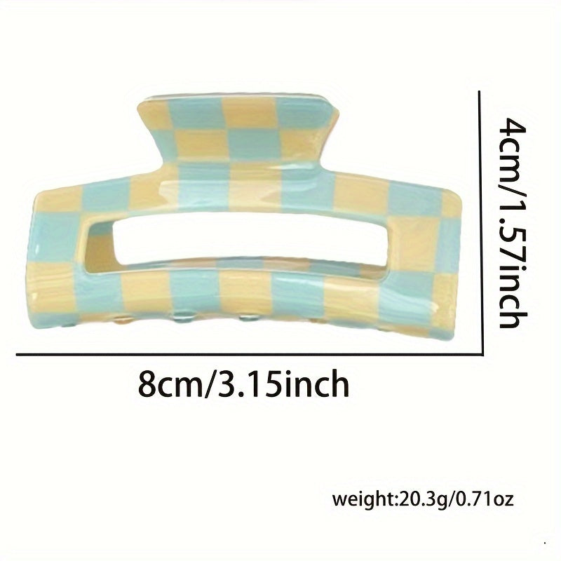 [6pcs Sweet Hair Clip] 6pcs Women's Sweet Dopamine Checkerboard Square Hair Clip | Suitable for Vacation, Leisure, Daily Commuting, Perfect for Thanksgiving