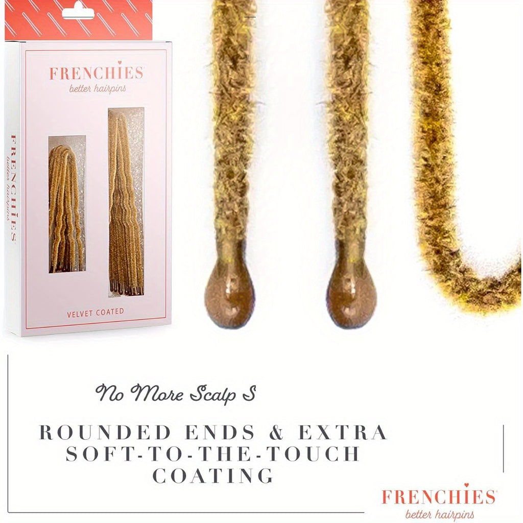 Frenchies French Twist Hair Pin, Ultra Flocked Extra Soft French Hair Pins for Women, Wedding, Updo Extensions, or Wig, 20 Count, Blond